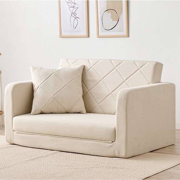 【エレガント】かわいらしいデザインで人気 姫系 ２人掛け ソファベッド ローソファ クロスボタンステッチ 大人可愛い 高級感 上品 柔らかく優しい印象のソファ