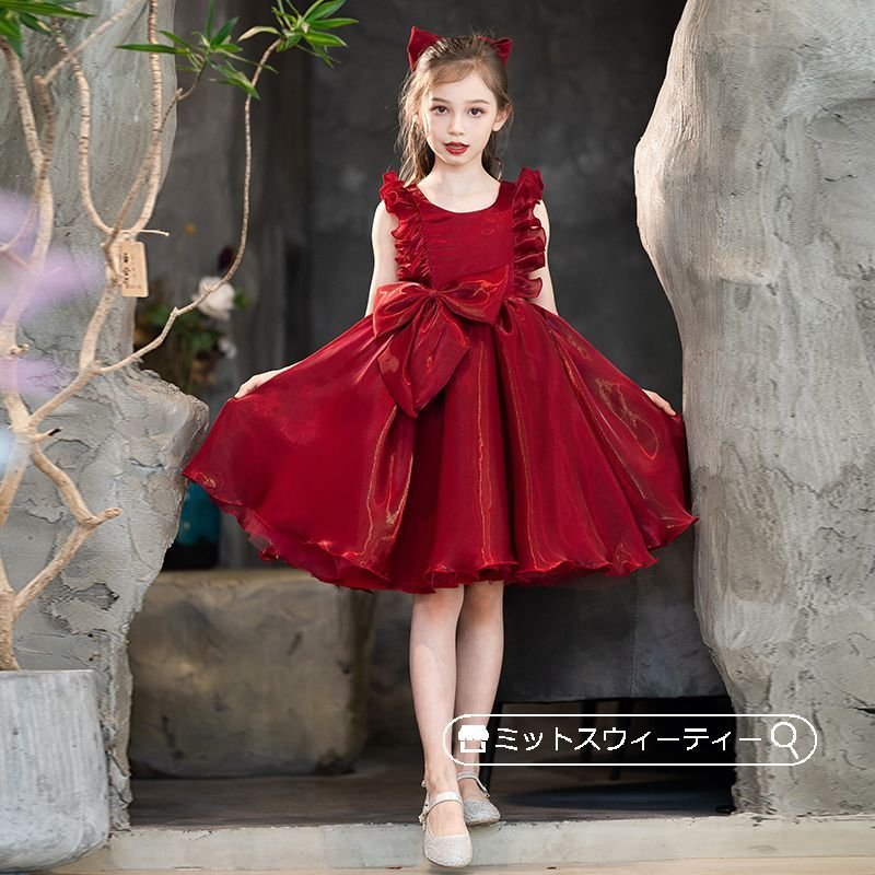 発表会 子供ドレス 女の子 レッド ホワイト フォーマル ピアノ演奏会 ダンス衣装 結婚式 キッズド 8,550円