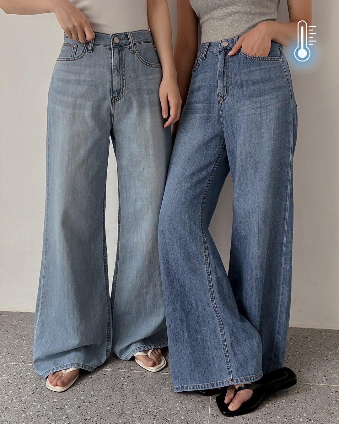 テズクーリングワイドデニムパンツ韓国ファッション レディース