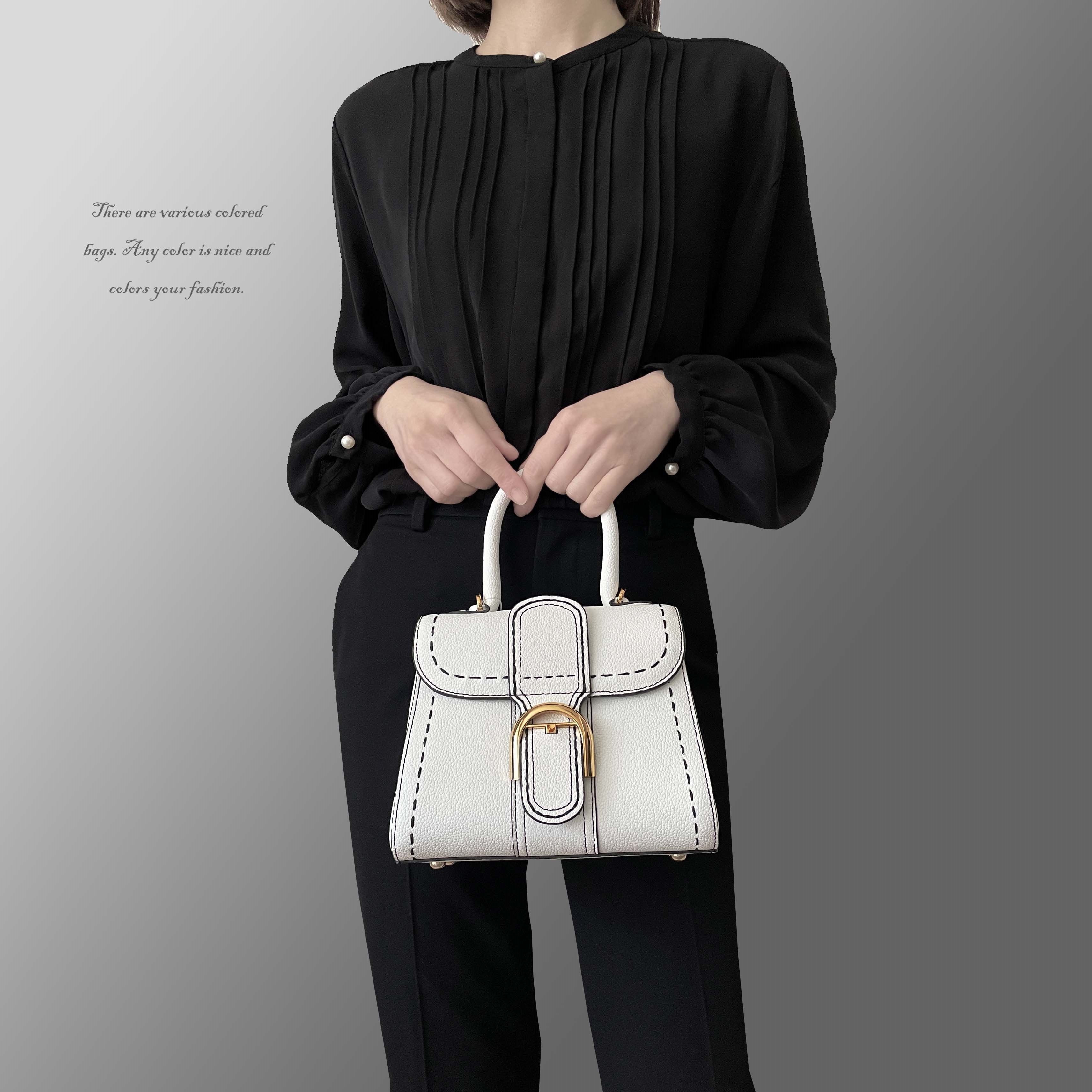 上質本革 バイカラーステッチ ハンドバッグ 11,550円