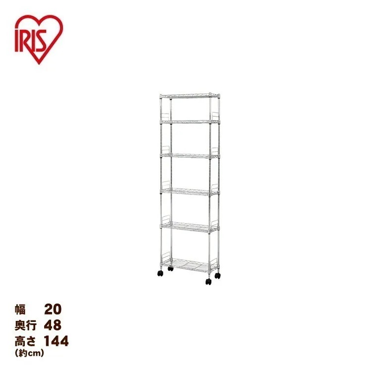 【目玉商品】【公式】 スチールラック メタルラック 幅20 6段 ラック キャスター 棚 収納 収納ラック 収納棚 スリム キャスター付 MK-2014N メガ割