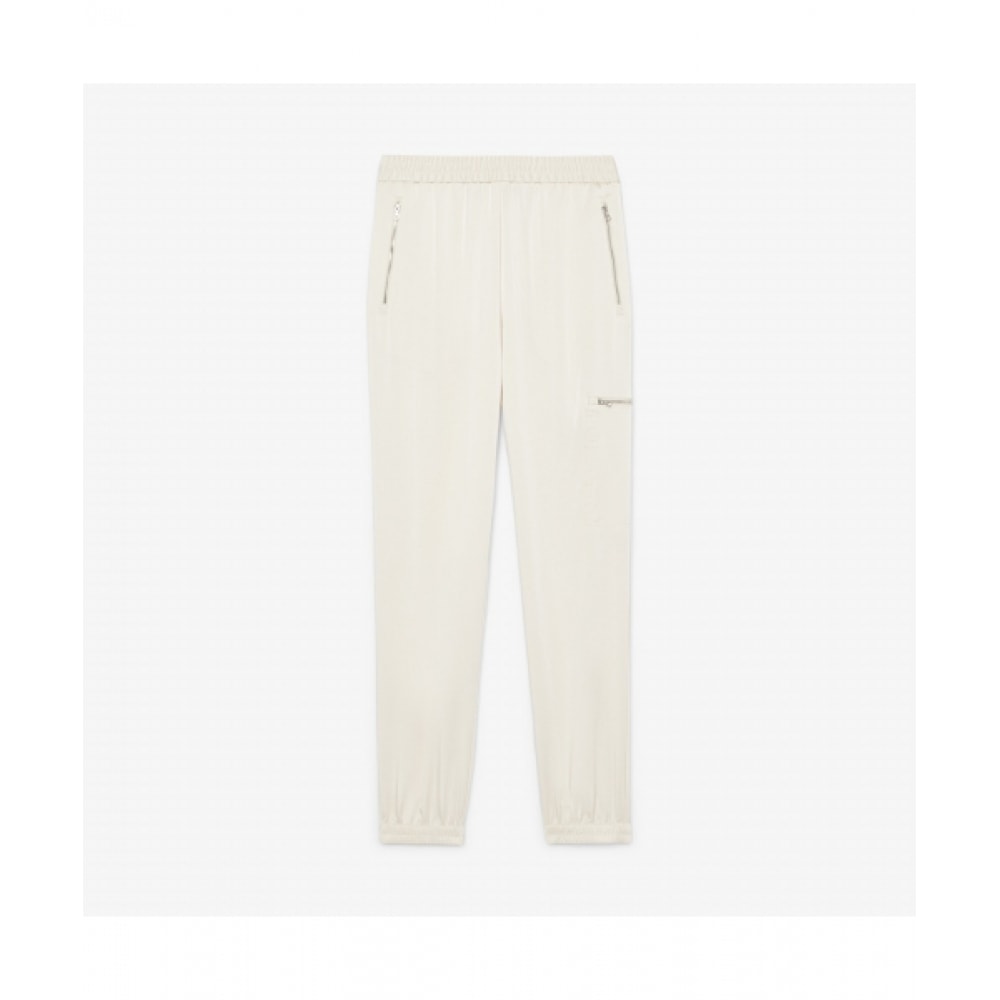 LACOSTE レディースフルイドワイドフィットパンツ [クリーム]