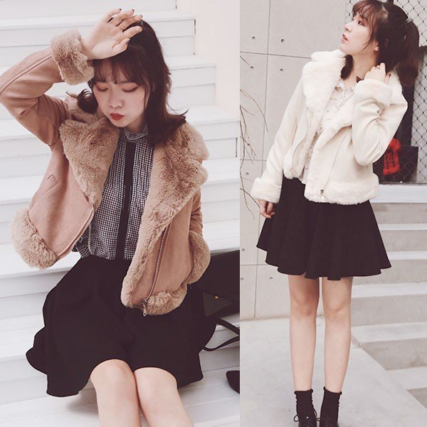 レディース毛皮コート フェイクファーライダースジャケット モッズコート レディース アウター ウール