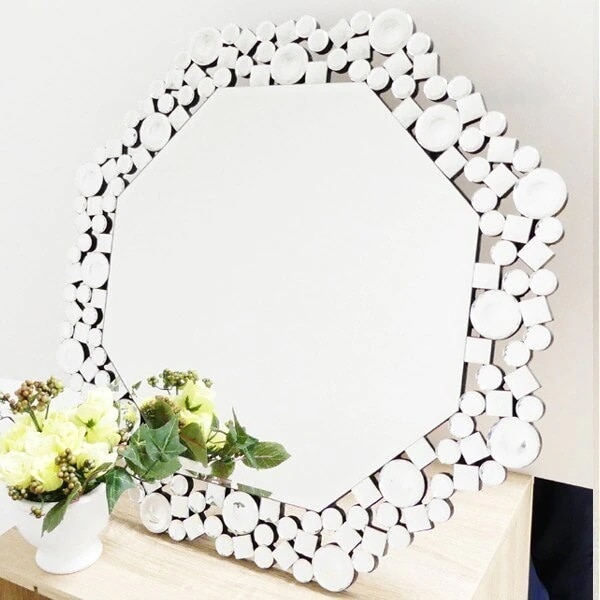 壁掛け ウォールミラー 八角ミラー クリスタル