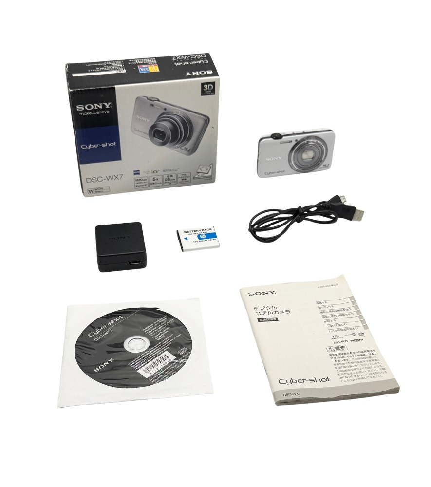 中古 SONY デジタルカメラ Cybershot WX7 1620万画素CMOS 光学ｘ5 ホワイト DSC-WX7/W
