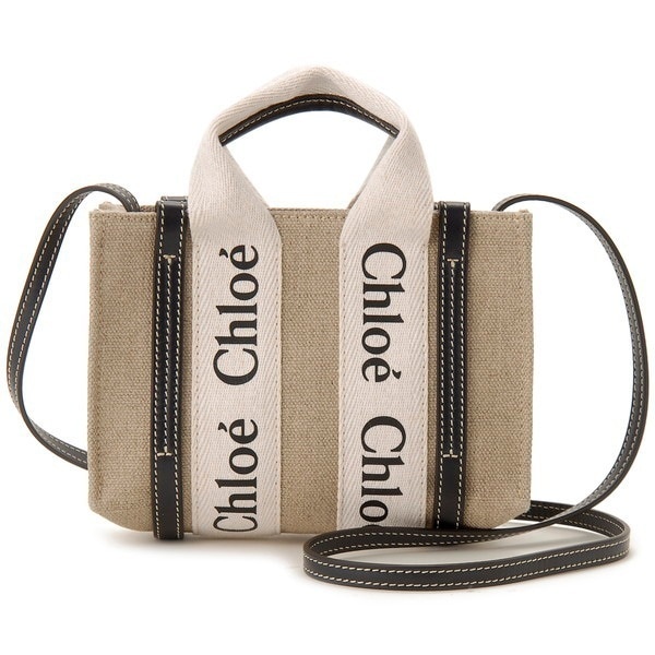 クロエ ミニトートバッグ ホワイト/ブルー CHC22AP237 I26 91J WOODY MINI TOTE & S WHITE/BLUE 【並行輸入品】