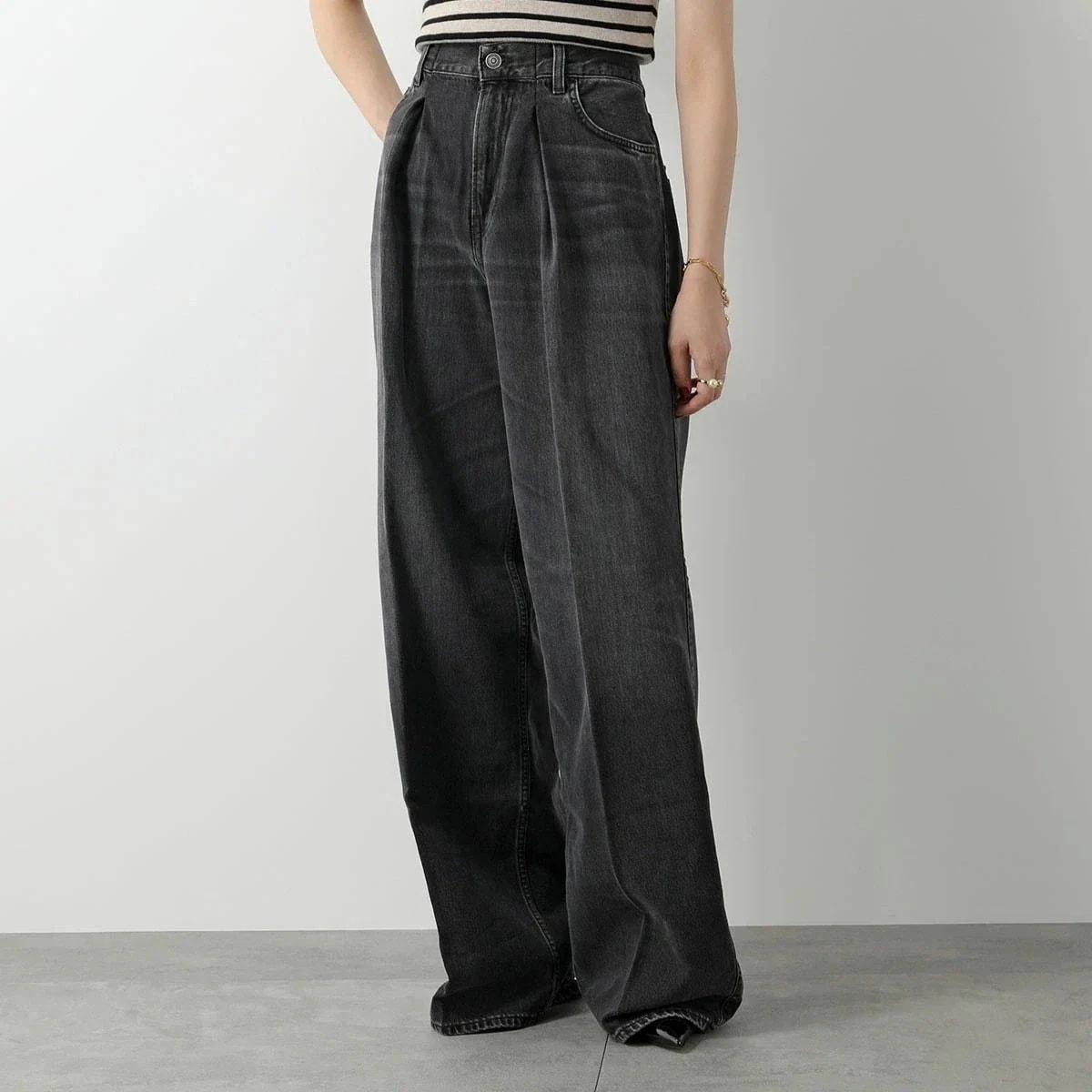 HAIKURE ハイクル ジーンズ CANDY HEW03340 DF146 レディース デニム パンツ ワイド バギー Gパン ジーパン L0854/BLAC 【mega】