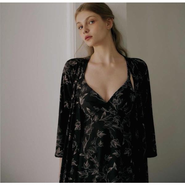 オロファの線画フラワープリントフルスリップOFS5955 OFS5955TSG