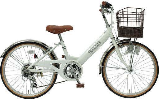 TOPONE 子供用自転車 20インチ 前カゴ付 シマノ6段変速ギア ステンレス泥除け シティサイクル キッズサイクル ジュニアサイクル 男の子 女の子 こども用 NV206-WH ホワイト 白色