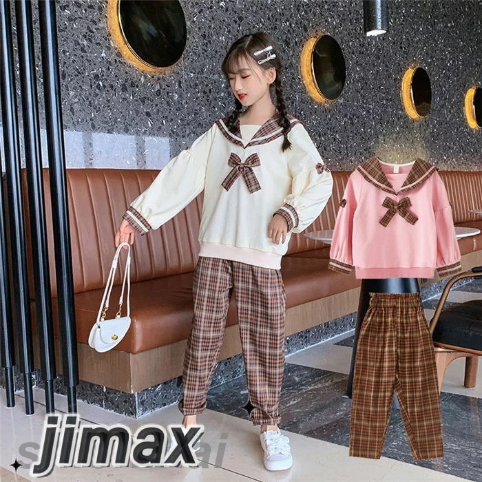 子供服 セットアップ キッズ 女の子 長袖 春秋 上下セット トップス パーカー ロングパンツ 子供ジャージ スポーツウェア デニム おしゃれ 可愛い カジュアル オフホワイト 110cm ホワイトデ