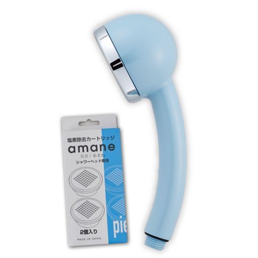 [メーカー公式限定] 【AMANE スタンダード スキンケアセット】水 美容 シャワーヘッド 高水圧 マイクロナノバブル 炭酸シャワー 節水 塩素除去 取付簡単 日本製(ソフトブルー)