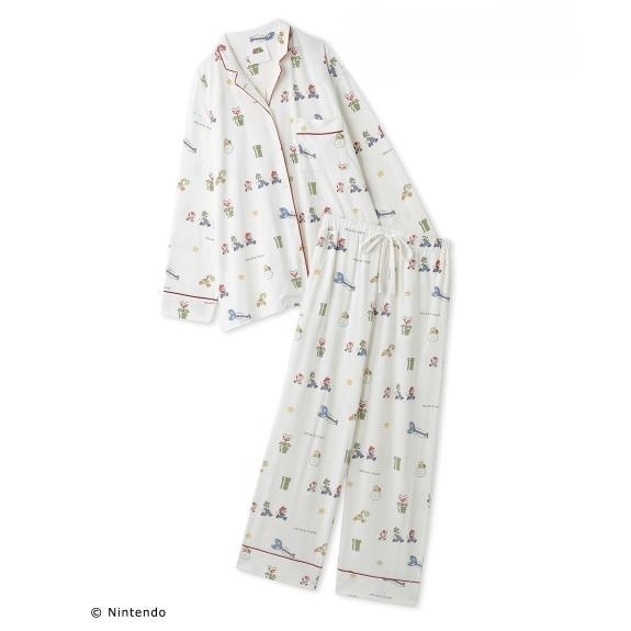 国内正規品 gelato pique[ジェラート ピケ] 【スーパーマリオ】【レディース】総柄シャツ&ロングパンツセット PWCT225248 OWHT F 17,608円