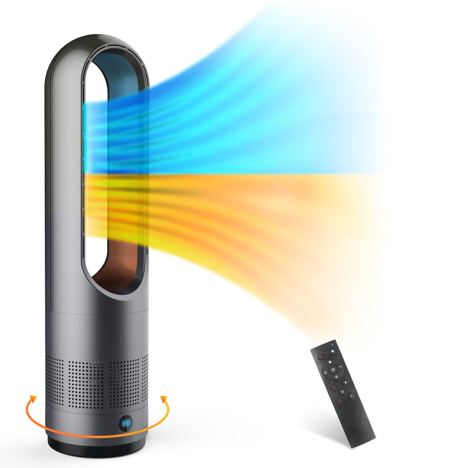 [Cooling &amp Warming &amp No Blades] Fan, Tower Fan, Slim Fan, 3 Levels of Warm, 8 Levels, Cold Air