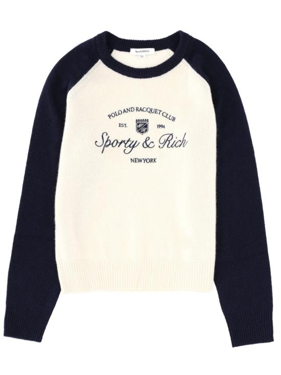 SPORTY & RICH Men Sweater WS07561412WH63 ECRU DARKNAVY MULTICOLOUR