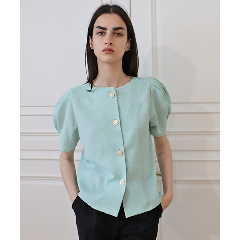 DAMAGE MNEMONICリバーシブルリネンミントブラウス_リバーサルリネンミントBL