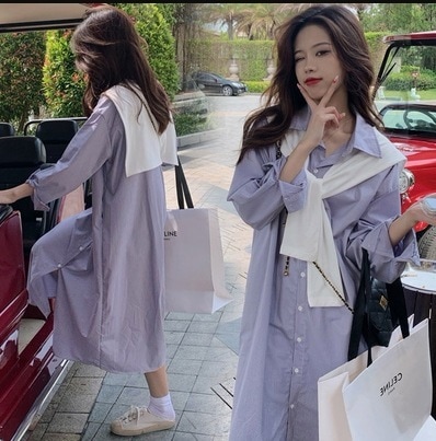 セット ワンピース シャツワンピース ロング丈 マキシ丈 袖あり 長袖 襟付き シャツカラー デザイン ボタン 美ライン ニュアンス 軽やか お得 2点セット カラバリ リラックス かわいい