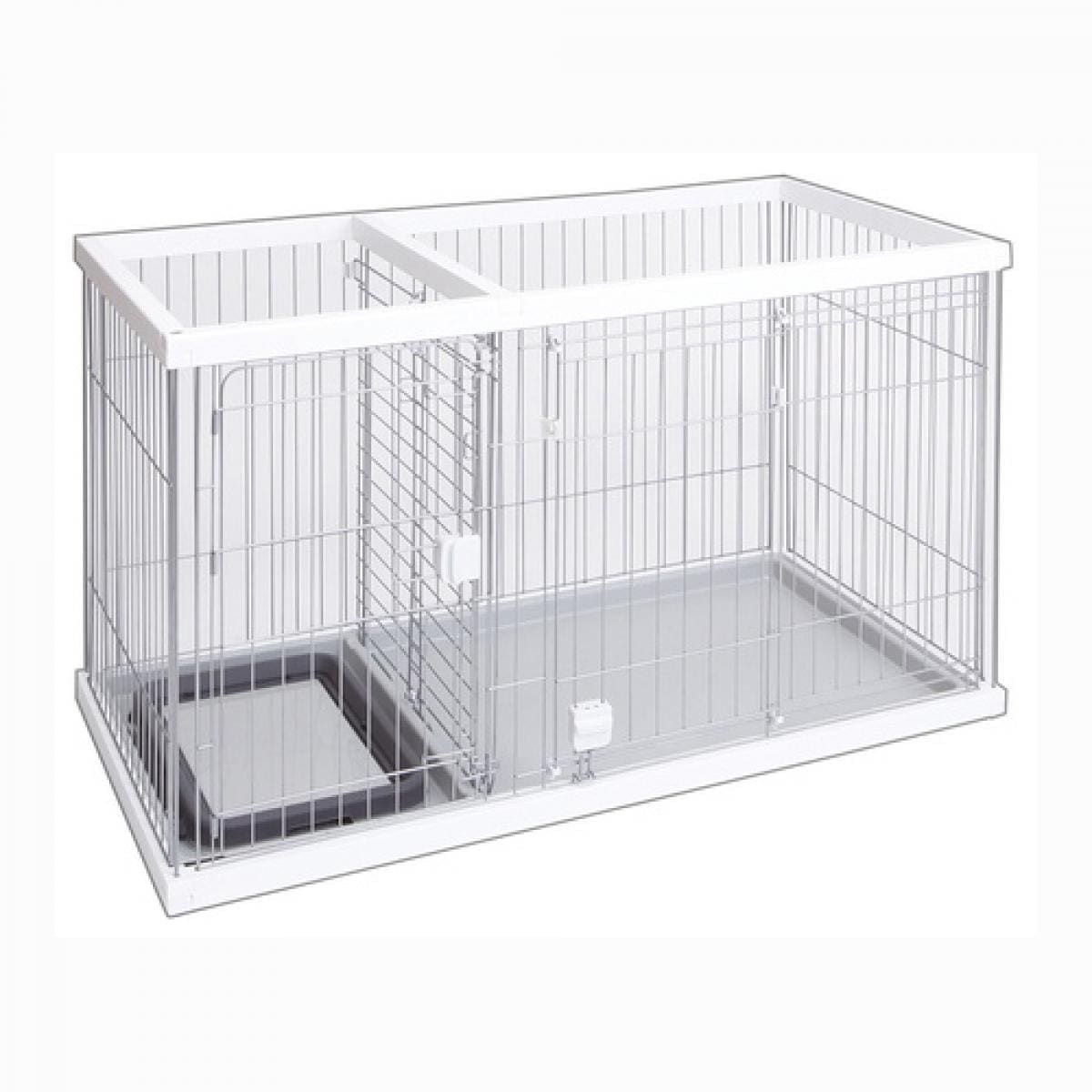 【在庫有・即納】 ぺティオ (Petio) トイレのしつけが出来る ドッグルームサークル ホワイト レギュラー　トイレ付 超小型犬-小型犬向き