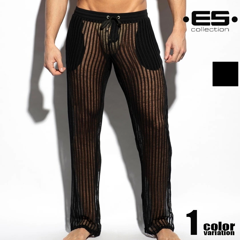 EScollection/イーエスコレクション SILHOUETTE LONG PANTS ストライプ 透け ロングパンツ メンズ　ボトムス　ファッション　部屋着
