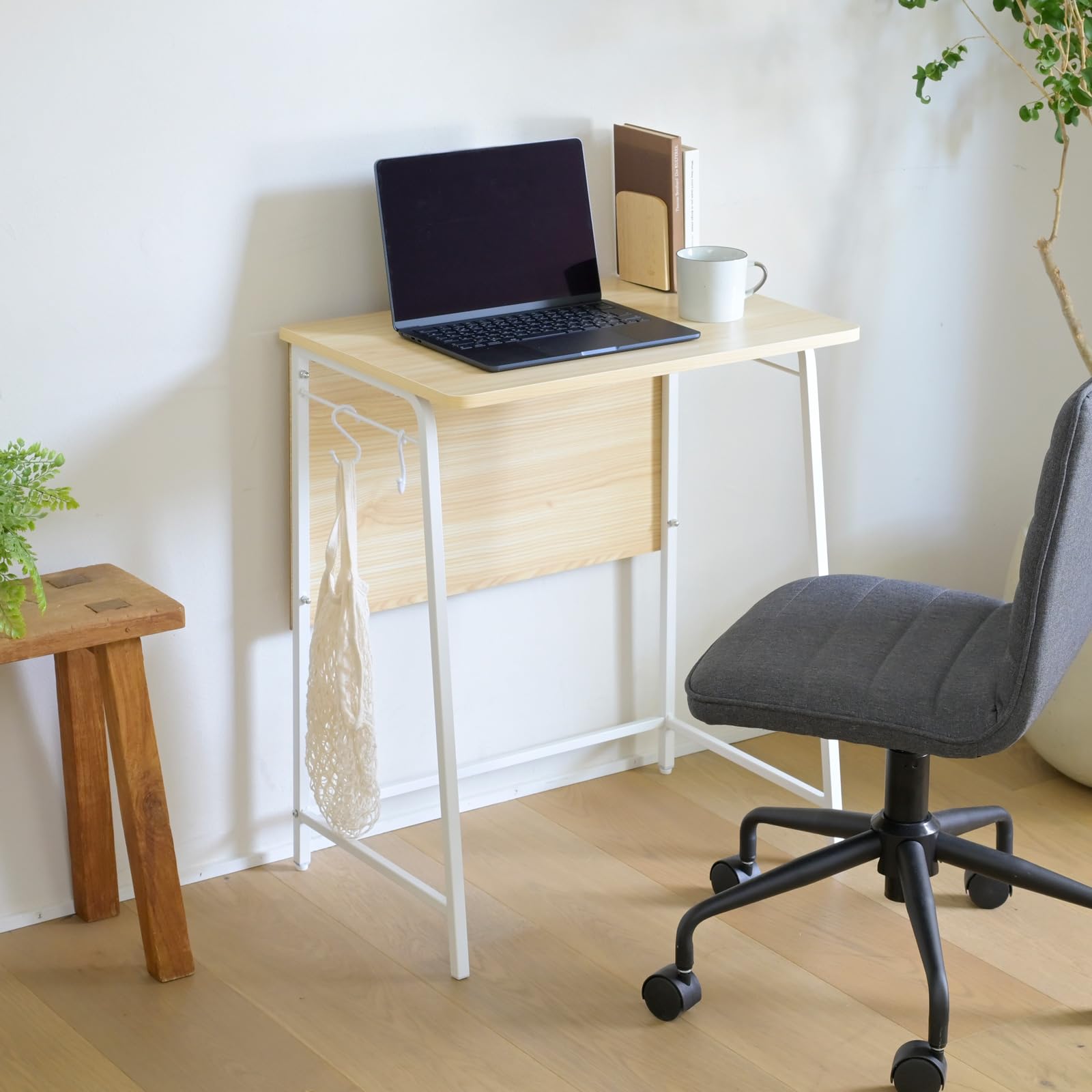 山善(YAMAZEN) デスク パソコンデスク 組立カンタン 机 PCデスク 勉強机 シンプル フック2個付き 傷汚れに強い天板 幅60×奥行40×高さ70cm ワークデスク オフィス デスクチェア