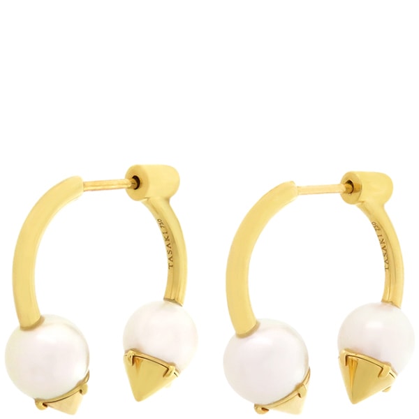TASAKI TASAKI ピアス リファインド リベリオン シグネチャー K18YG パール パールホワイトXイエローゴールド あこや真珠 750YG E-4152 【箱】【中古】
