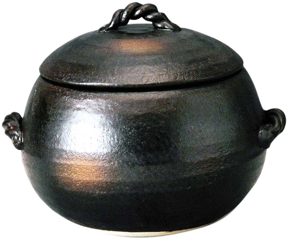 三鈴陶器(Misuzutouki) 萬古焼 ご飯土鍋 3合炊き ブラウン 伊賀風 M4806