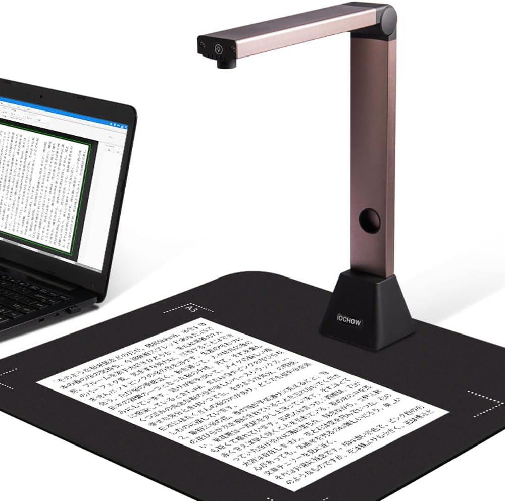 iOCHOW スキャナー S1 ドキュメントスキャナー 800万画素 非破壊 USB書画カメラ OCR 最大A3サイズ LEDライト オフィス 教室 Windows OSシステム対応