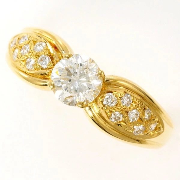 K18 18金 YG リング 指輪 14号 ダイヤ 0.670 0.17 鑑別書 ジュエリー 中古