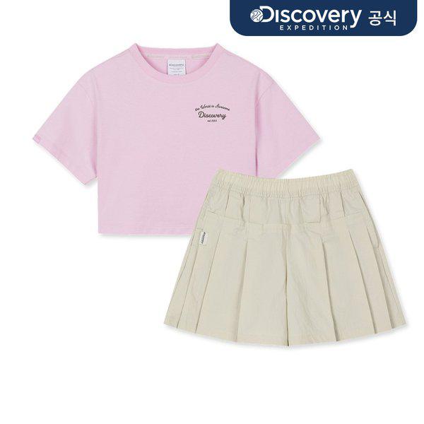 女の子半袖Tシャツ+ウーブンパンツSET (L/VIOLET) _