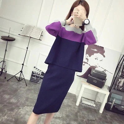 セットアップレディース秋スカート膝丈ニットウェアニットスカートニットセーター長袖上下セットフォーマル体型カバー大きいサイズ4030 5,470円