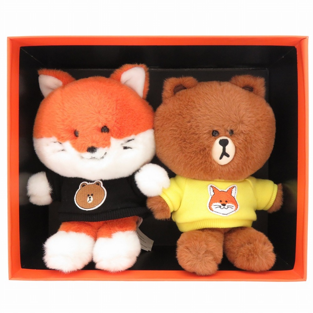未使用品 LINEコラボ Maison Kitsuné X LINE FRIENDS コレクション ぬいぐるみ ポリエステル/ポリエステル ブラウン 1780【中古】 ユニセックス