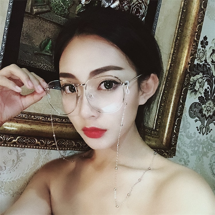 大好評！高レビュー多数超中韓国ファッション スリム メガネフレーム 女性 レトロ フラットフレーム メガネ