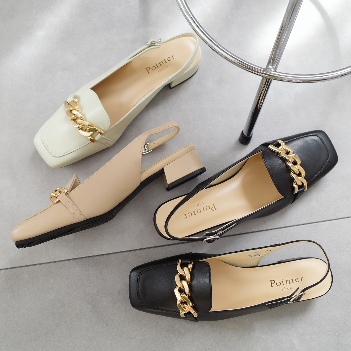 本革スクエアトゥミュール レディース 9,768円