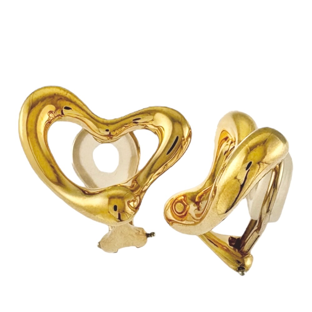 ティファニー オープンハート イヤリング 18金 K18イエローゴールド TIFFANY&Co. 中古 美品