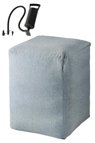 エレコム バランスボール チェア 高さ55cm 幅40cm 奥行43cm スクエア型 転がらない 耐荷重120kg 専用ポンプ付 カバー付 エクリアスポーツ ライトブルー HCF-BBCUBE55BU