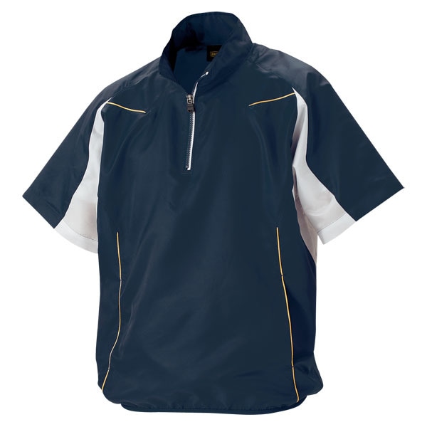 ゼット 野球ウエア 半袖ハーフジップジャンパー ネイビー×ホワイト O BOV515H 2911