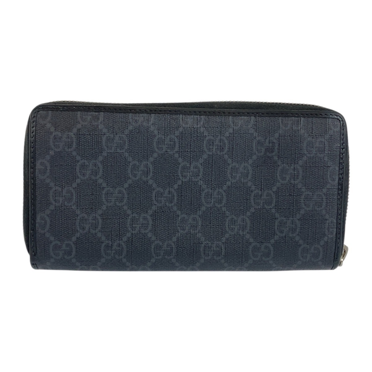 美品 インターロックング ブラック 黒 シルバー金具 GGスプリームキャンバス/レザー 673003 長財布 ロングウォレット レディース 505932
