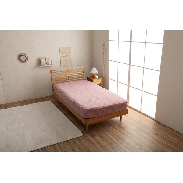 1192630100207 ボックスシーツ セミダブル エコ フェイクファー 洋式 ベッド用 マットレスカバー BOX 洗える 無地 La Pierce ダスティピンク メーカー直送