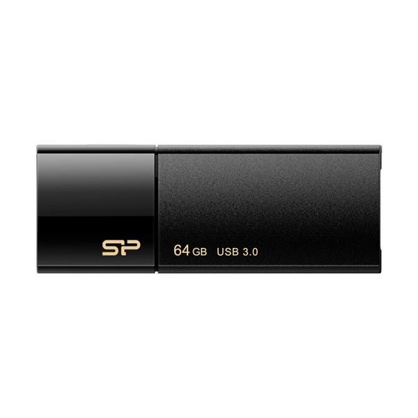 （まとめ）シリコンパワー USB3.0スライド式フラッシュメモリ 64GB ブラック SP064GBUF3B05V1K 1個3セット