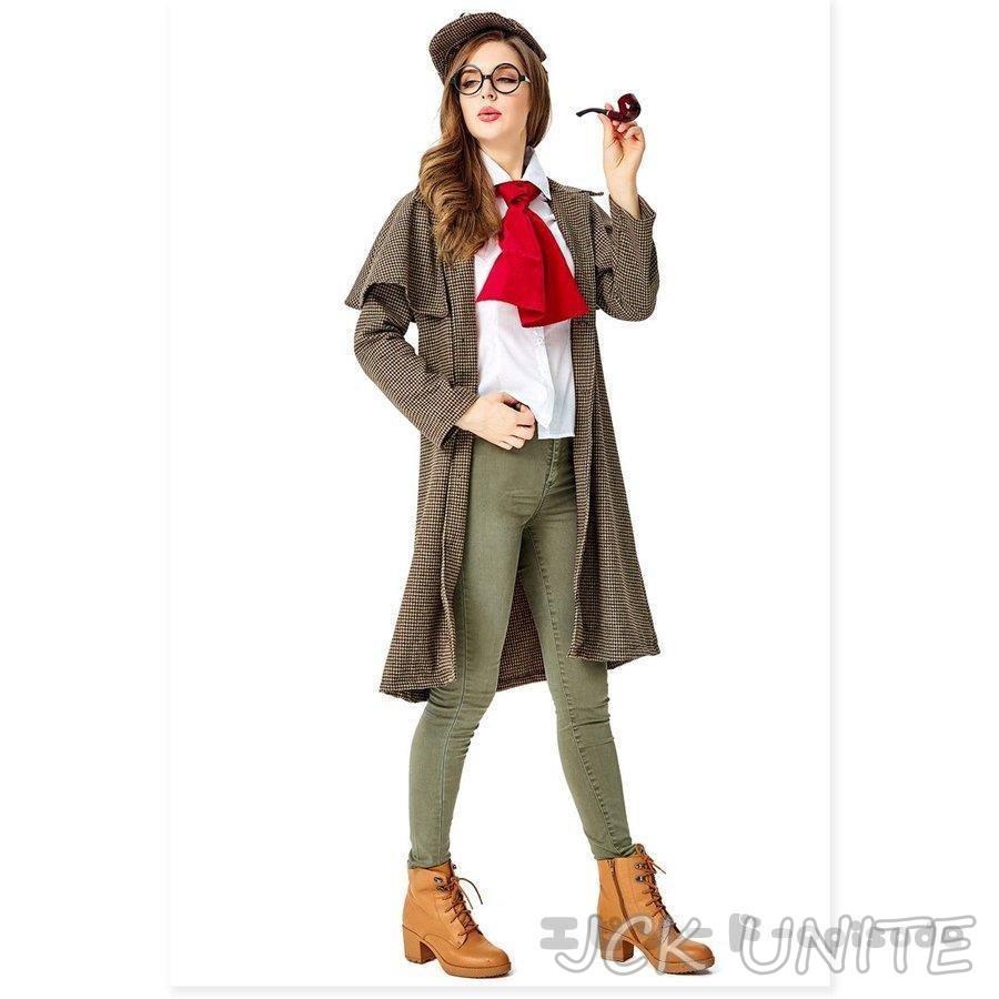 2019新作MLjckunite衣装 大人用 女性用 名探偵 ホームズ コートと帽子のセット コスチューム jckunite 衣装 レディース ガールズ ハロウィーン