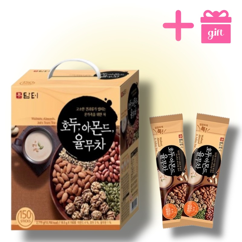 【大容量/伝統韓国茶】담터 クルミアーモンドユルム茶スティック 18g×150包/ 1杯85kcal/ 健康伝統穀物茶/ 美肌サポート/ 無添加・栄養バランス/ ダイエット向け