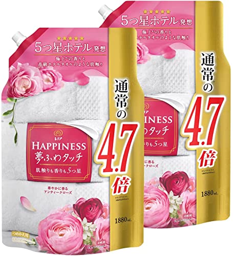 レノア ハピネス 夢ふわタッチ 柔軟剤 アンティークローズ 詰め替え 1880mL 2個