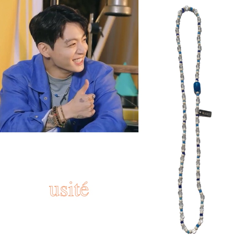 bts jungkook着用 Blue Water Beading Necklaceジョングク着用