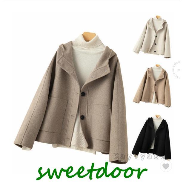 ウールコート チェスターコート レディース ダブルフェイスコート リバーコート ラシャコート 洋服 アウター フード付き 冬 通勤 OL おしゃれ 9,384円
