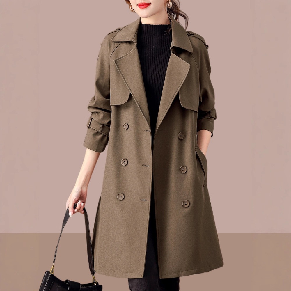 ウインドブレーカージャケットレディース2025新作小男今ファッション気質ミドル丈コート