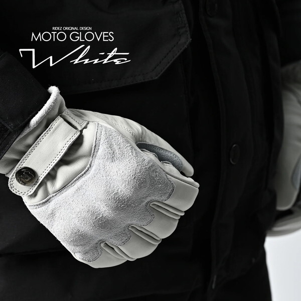 RIDEZ MOTO GLOVES REBEL OFF WHITE L RLG2202 レザーグローブ