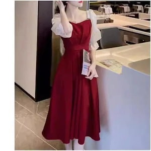 超お得1つ買うと10個もらえるワンピース の準備 新作 フレンチドレス レディース 半袖 サマーミディ Aラインドレス