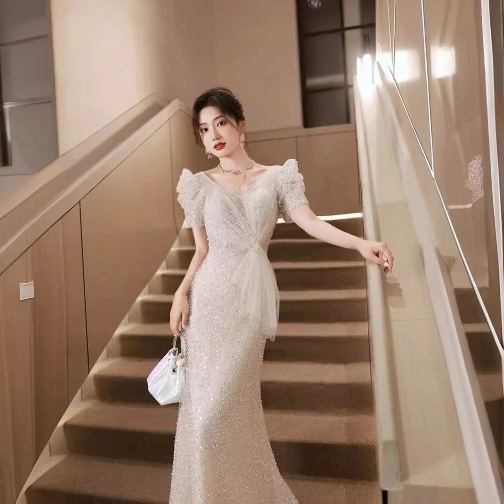 フィッシュテールのイブニングドレス ンピース ロング 入学式 宴会 結婚式 ドレス パーティードレス お呼ばれ 披露宴