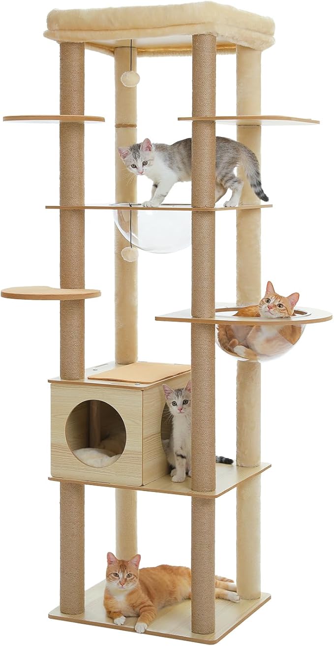 PAWZ Road キャットタワー 木製 大型猫スリム 宇宙船 180 猫タワー 据え置き