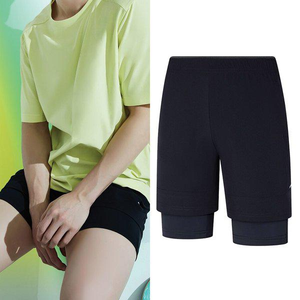 メンズ夏ハイクールレギンス一体型伸縮登山ハーフパンツKSC989UP5M