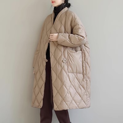 アウター ダウンジャケット 袖あり 長袖 Vネック スタンドカラー ポケット 前開き キルティング ダウン カジュアル おしゃれ お洒落 かっこいい こなれ感 ラフ マニッシュ クール モード系 無地